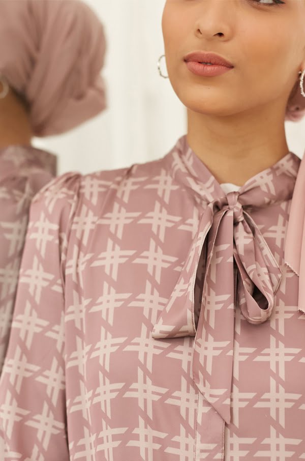 ERIKA PRINTED DRESS (DUSTY MAUVE)