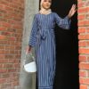 CANDY STRIPED DRESS (NAVY BLUE)