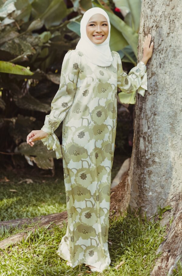 KUNTUM PRINTED DRESS (OLIVE GREEN)