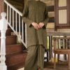 LARISSA TEXTURED KURUNG (ARMY GREEN)