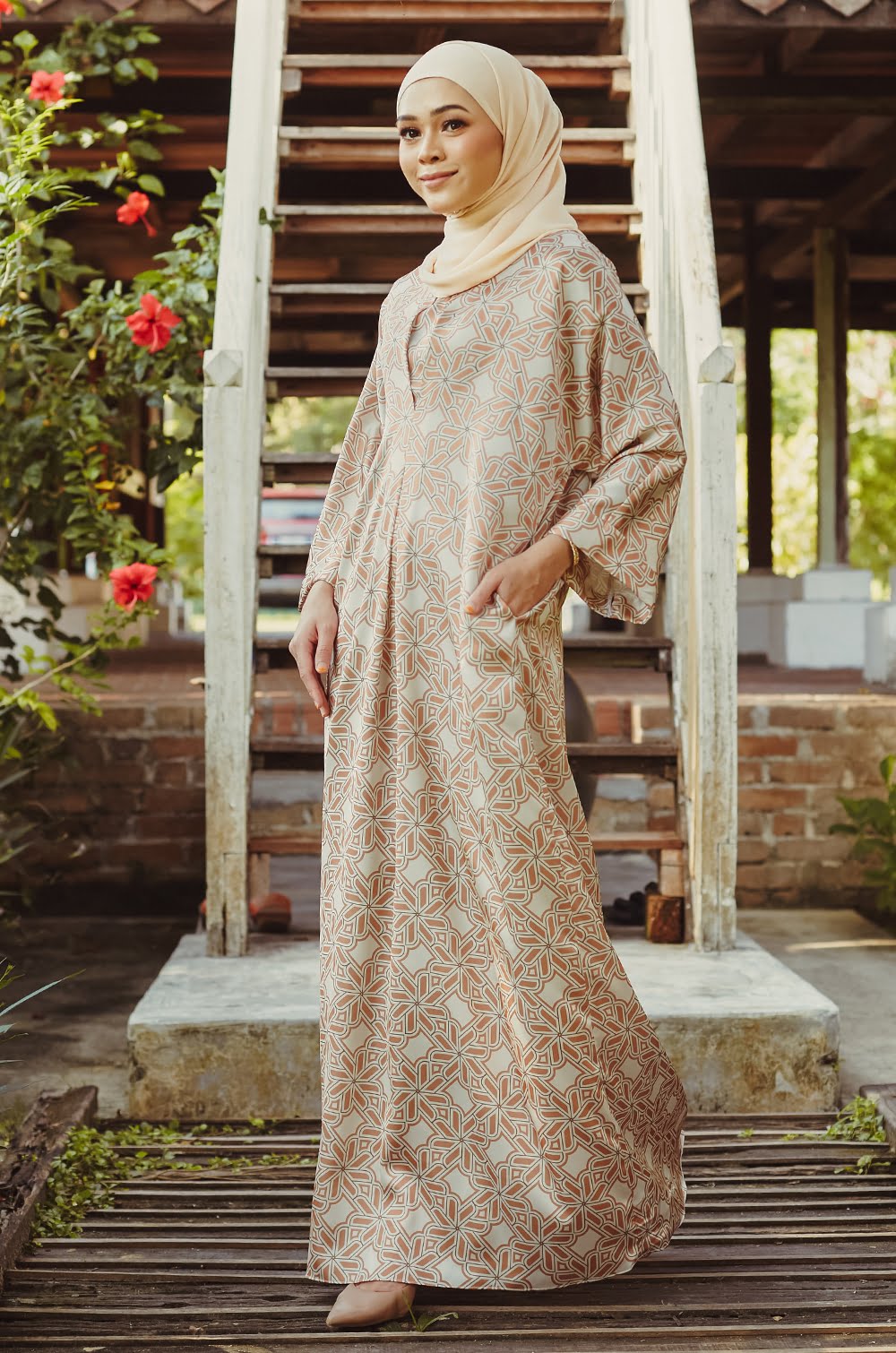 SURI PRINTED KAFTAN (CREAMY PEACH)