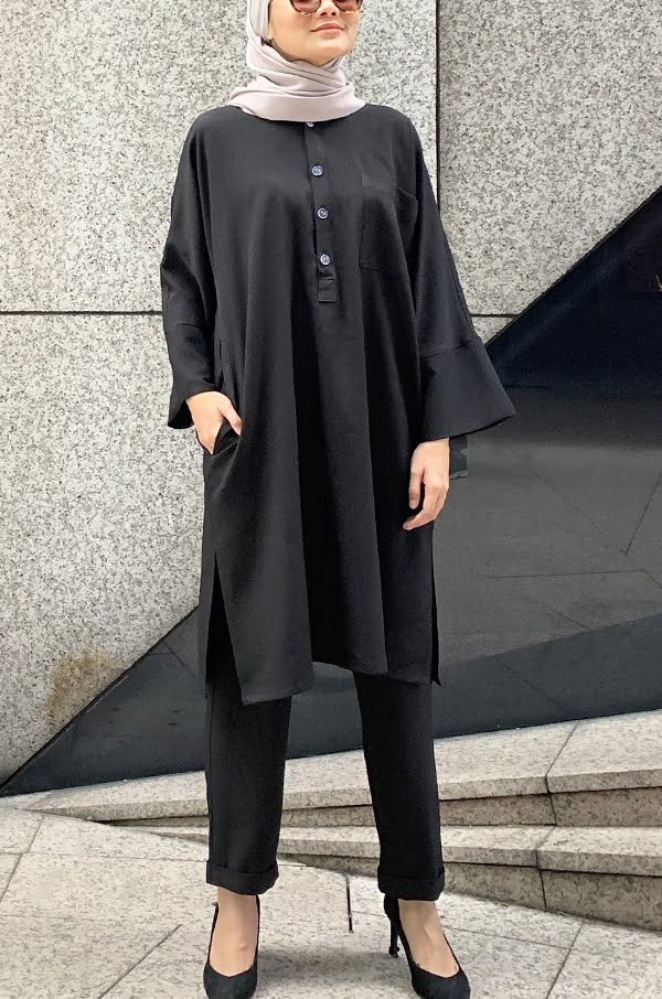 SELENA TUNIC SET (BLACK)