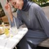 CAMILA PLEATED SET (PIGEON BLUE)