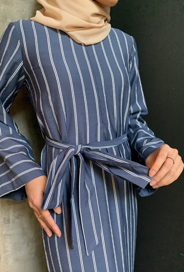 CANDY STRIPED DRESS (NAVY BLUE)