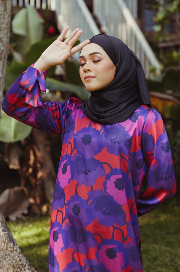 KUNTUM PRINTED DRESS(RED VIOLET)