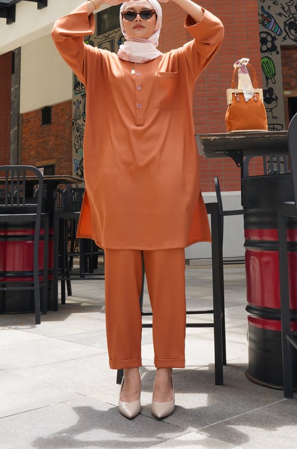 SELENA TUNIC SET (BRICK ORANGE)