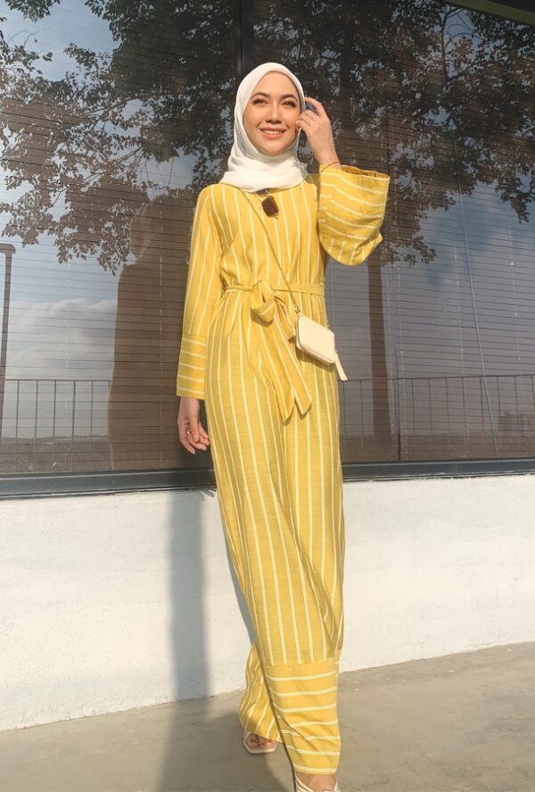 CANDY STRIPED DRESS (GOLD FINCH)