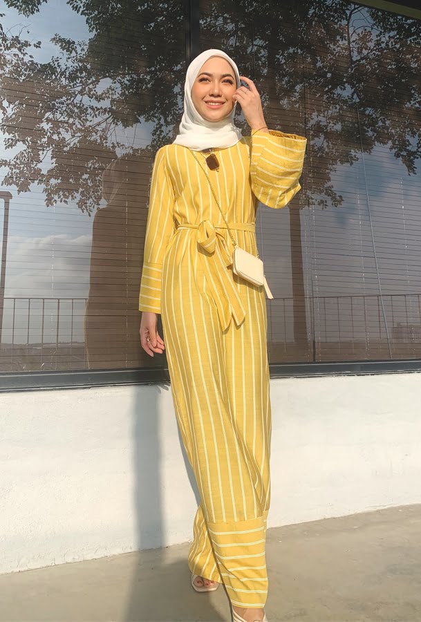 CANDY STRIPED DRESS (GOLD FINCH)