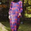 KUNTUM PRINTED DRESS(RED VIOLET)