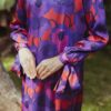 KUNTUM PRINTED DRESS(RED VIOLET)