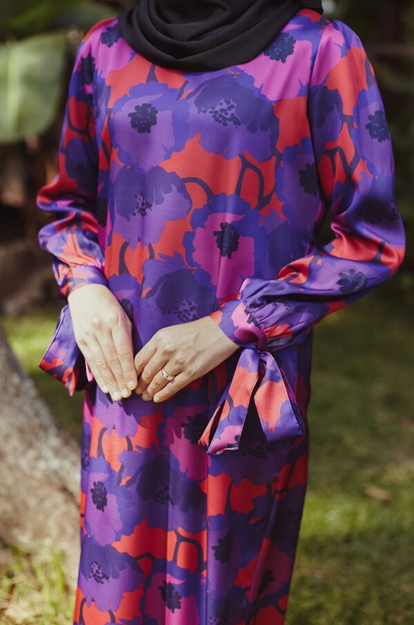 KUNTUM PRINTED DRESS(RED VIOLET)