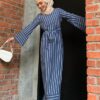 CANDY STRIPED DRESS (NAVY BLUE)