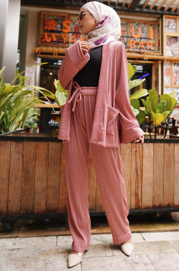MILEY PLEATED PANTS SET (CORAL PINK)
