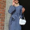 CANDY STRIPED DRESS (NAVY BLUE)