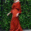 ARIA WRAP DRESS (DARK TERACOTTA)
