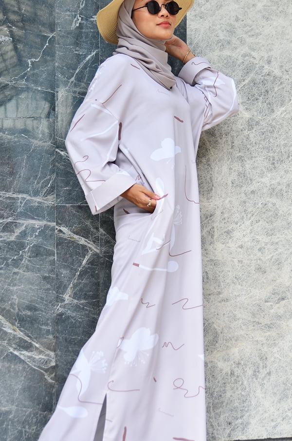 BOHAMIA PRINTED DRESS (KHAKI BROWN)