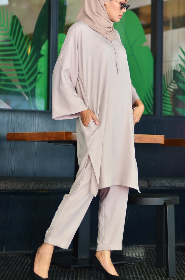 SELENA TUNIC SET (GREY KHAKI)