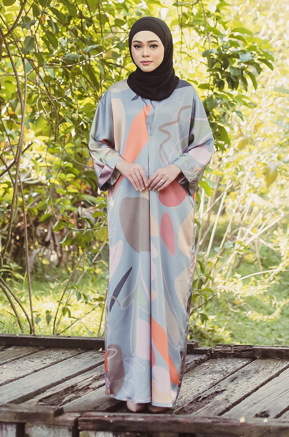 DANELA PRINTED KAFTAN (BLUISH GREY)