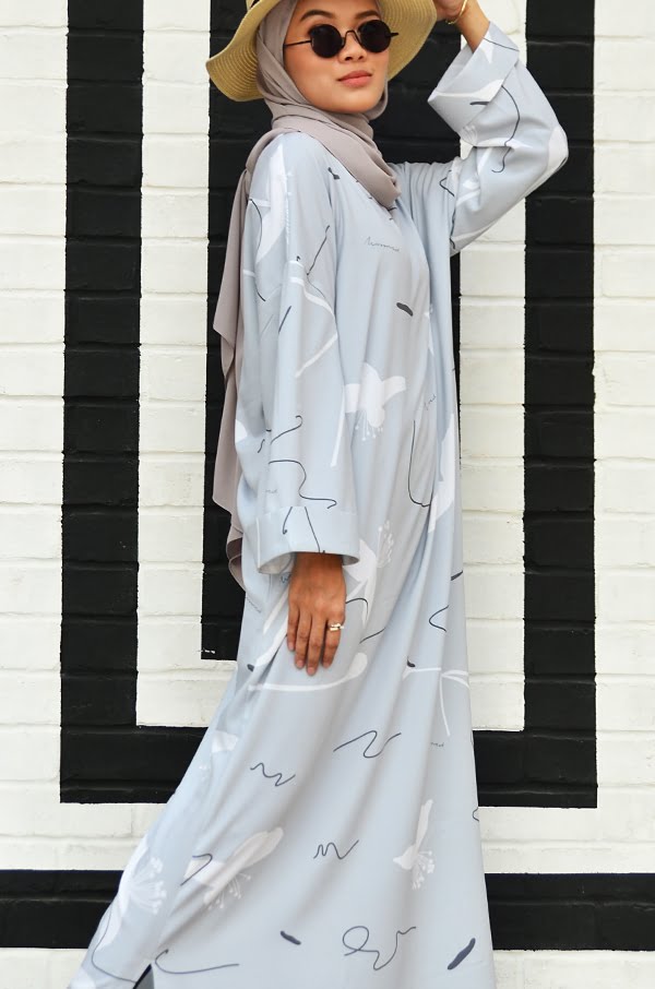 BOHAMIA PRINTED DRESS (SMOKEY GREY)