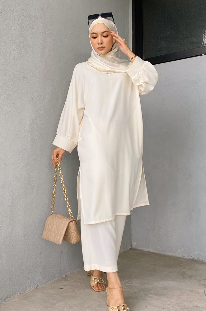 HAILEY TUNIC SET (PEARL WHITE)