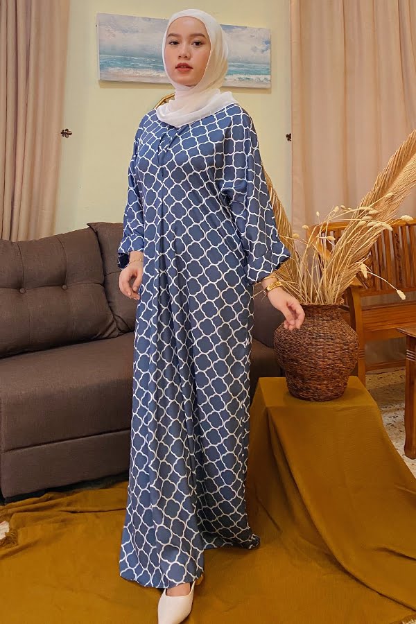 CLOVIA LONG KAFTAN  (STEEL BLUE)