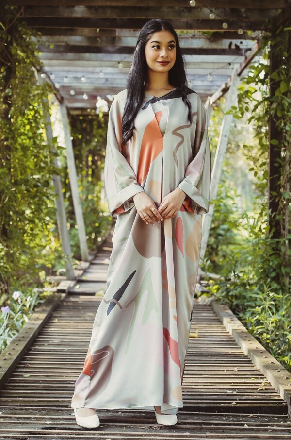 DANELA PRINTED KAFTAN (SILVER GREY)