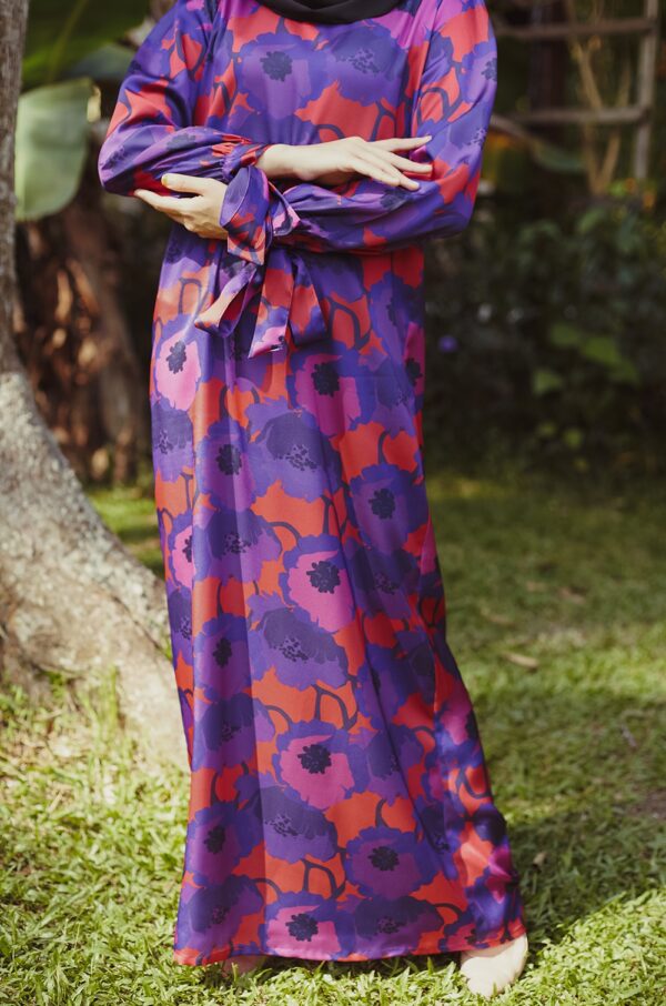 KUNTUM PRINTED DRESS(RED VIOLET)