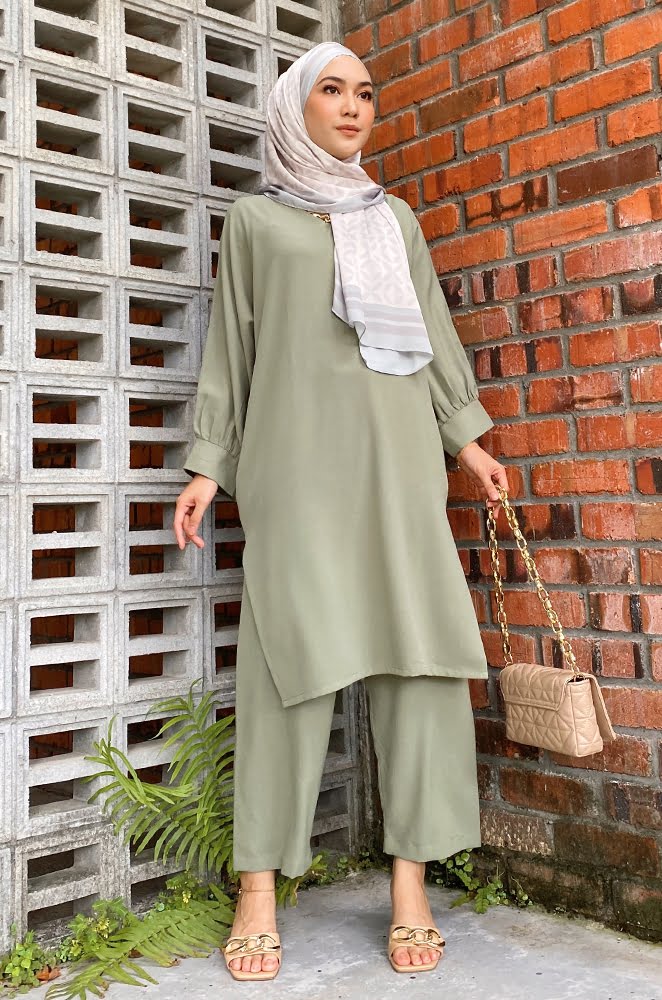 HAILEY TUNIC SET (OLIVE GREEN)