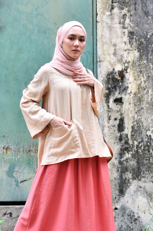 KAYLA STRIPE SET (CORAL BROWN)