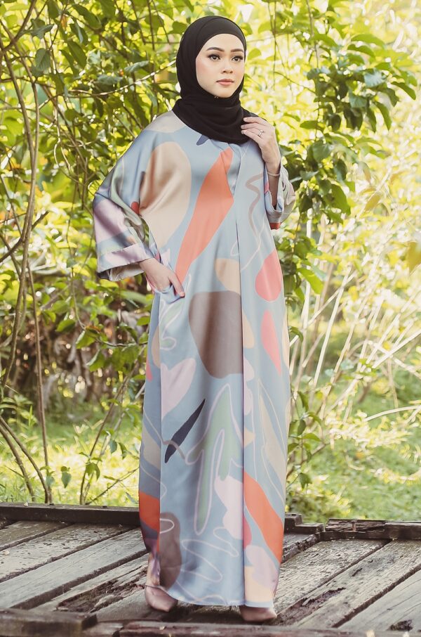 DANELA PRINTED KAFTAN (BLUISH GREY)