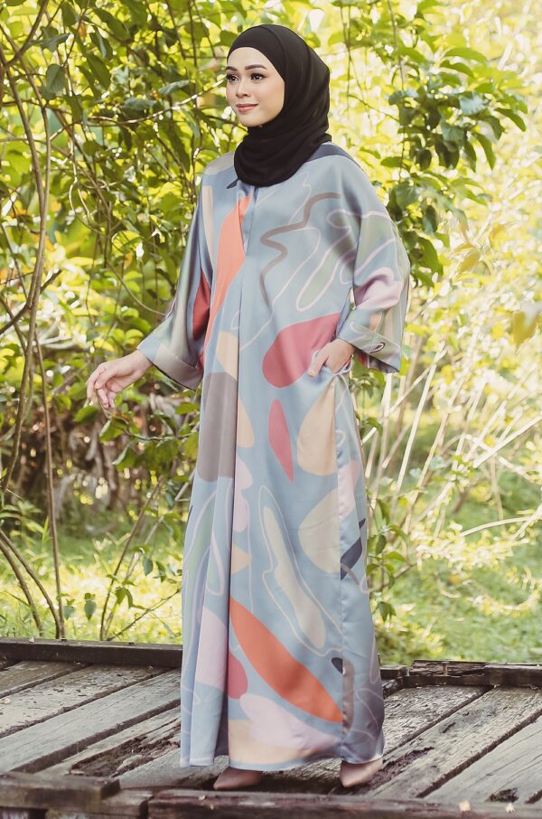 DANELA PRINTED KAFTAN (BLUISH GREY)