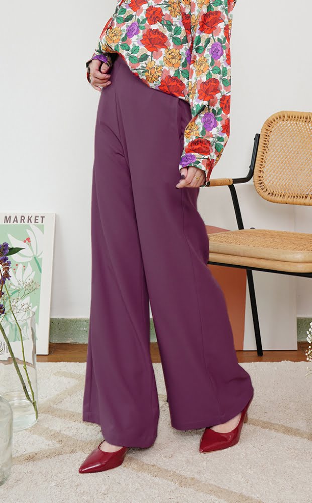 CASSIE PALAZZO PANTS (PLUM)