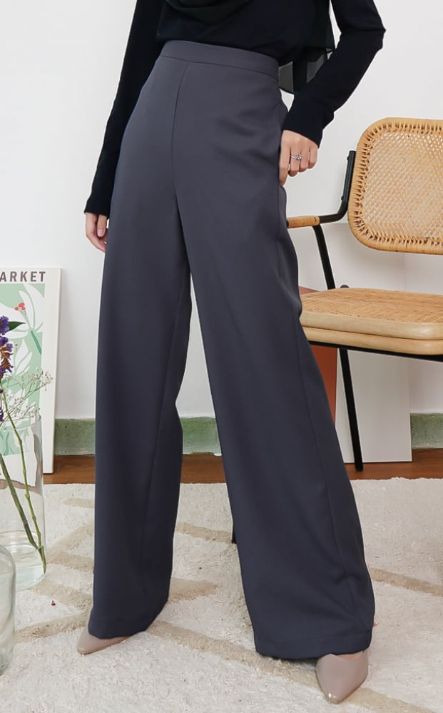 CASSIE PALAZZO PANTS (DARK MATTE SILVER)