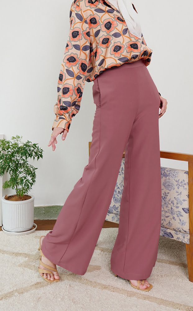 CASSIE PALAZZO PANTS (DARK CORAL)