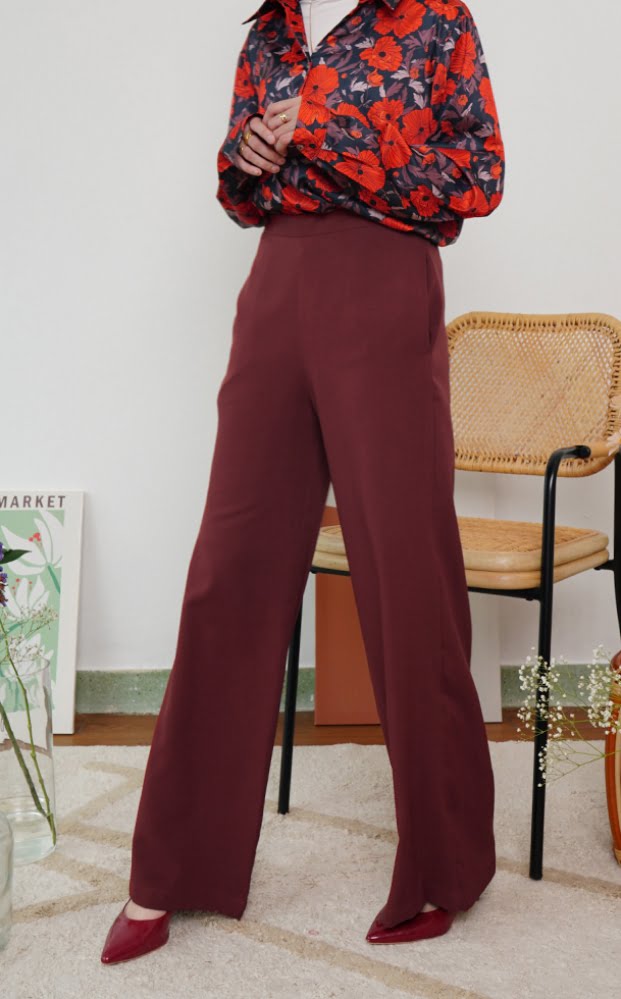 CASSIE PALAZZO PANTS (WINE)