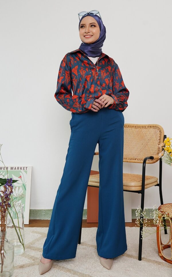 FLORAL PRINTED SHIRT (DARK BLUE TERRACOTTA)