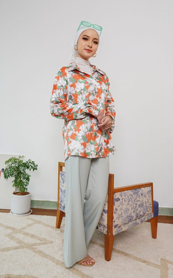 FLORAL PRINTED SHIRT (WHITE ORANGE)