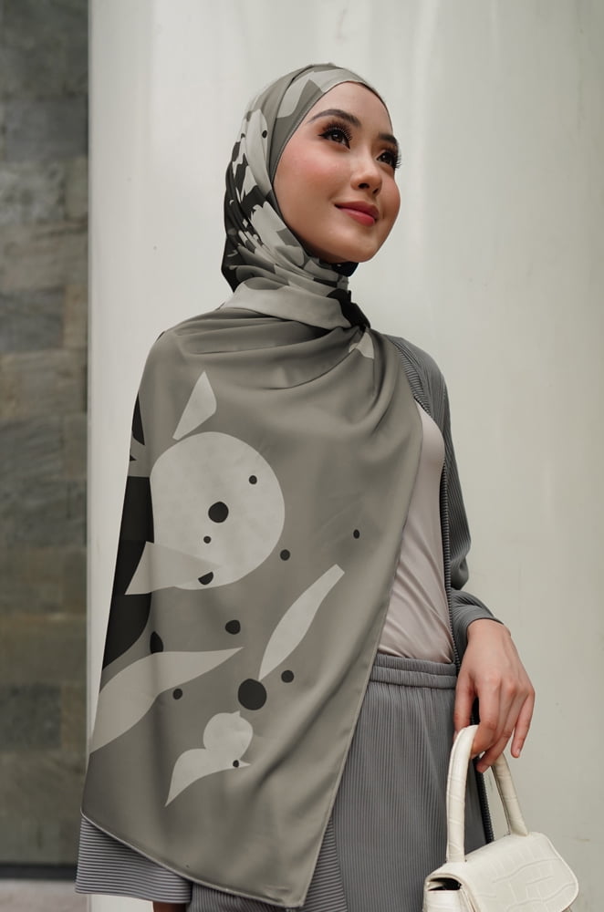GHANIA PRINTED SHAWL (GREY)