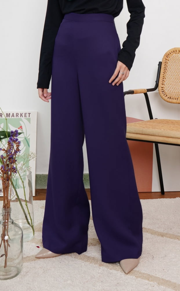1 CASSIE PALAZZO PANTS (DARK PURPLE)