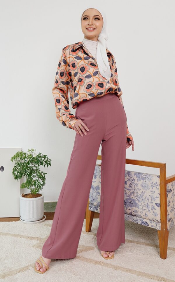 2 CASSIE PALAZZO PANTS (DARK CORAL)