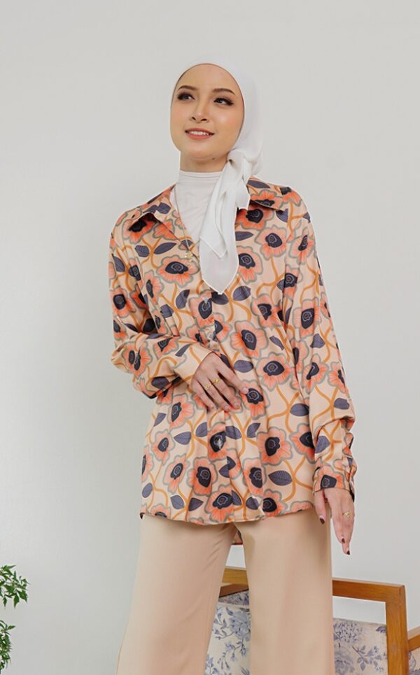 FLORAL PRINTED SHIRT (CHAMPAGNE ORANGE)