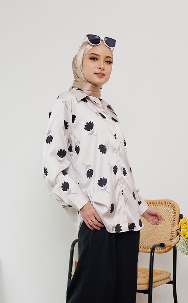 FLORAL PRINTED SHIRT (WHITE BLACK)