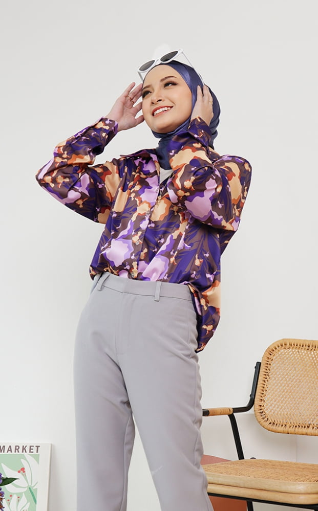 FLORAL PRINTED SHIRT (PURPLE)
