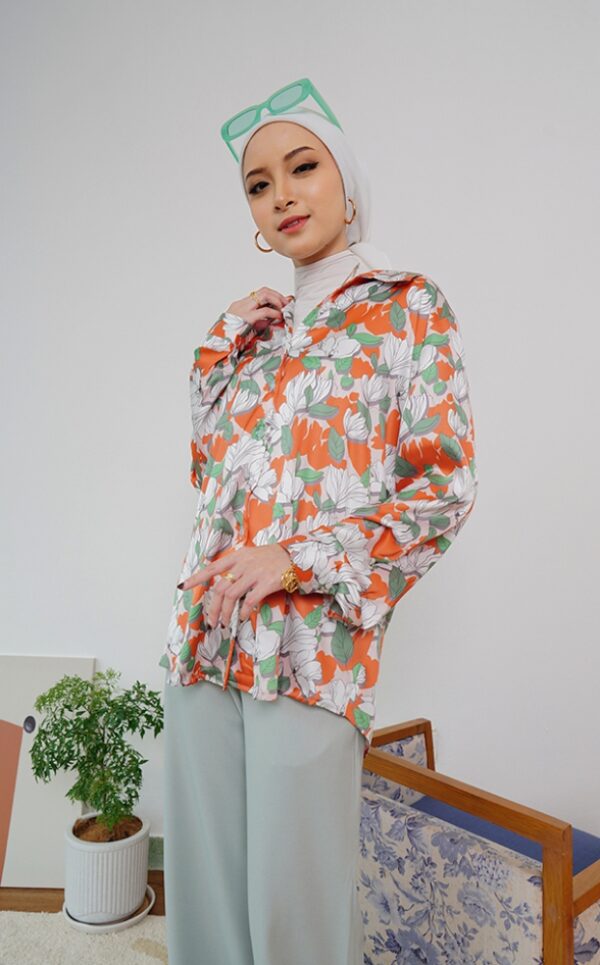 FLORAL PRINTED SHIRT (WHITE ORANGE)