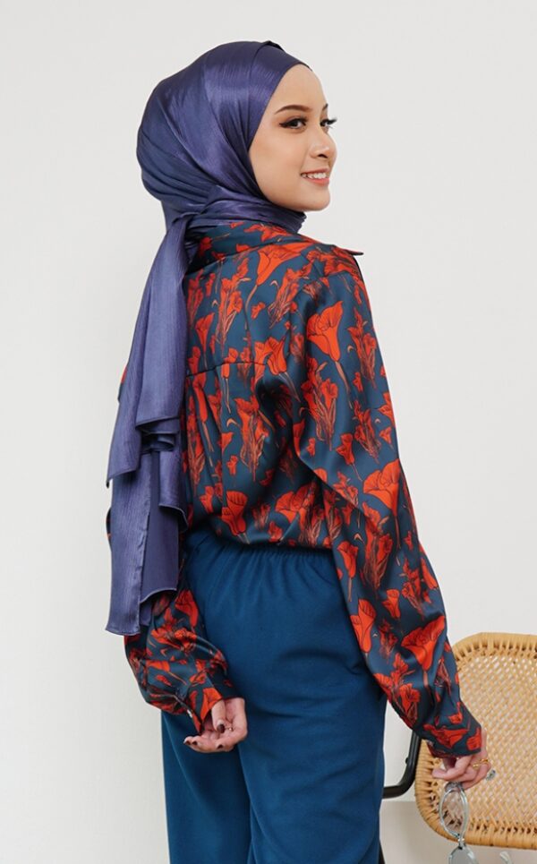 FLORAL PRINTED SHIRT (DARK BLUE TERRACOTTA)