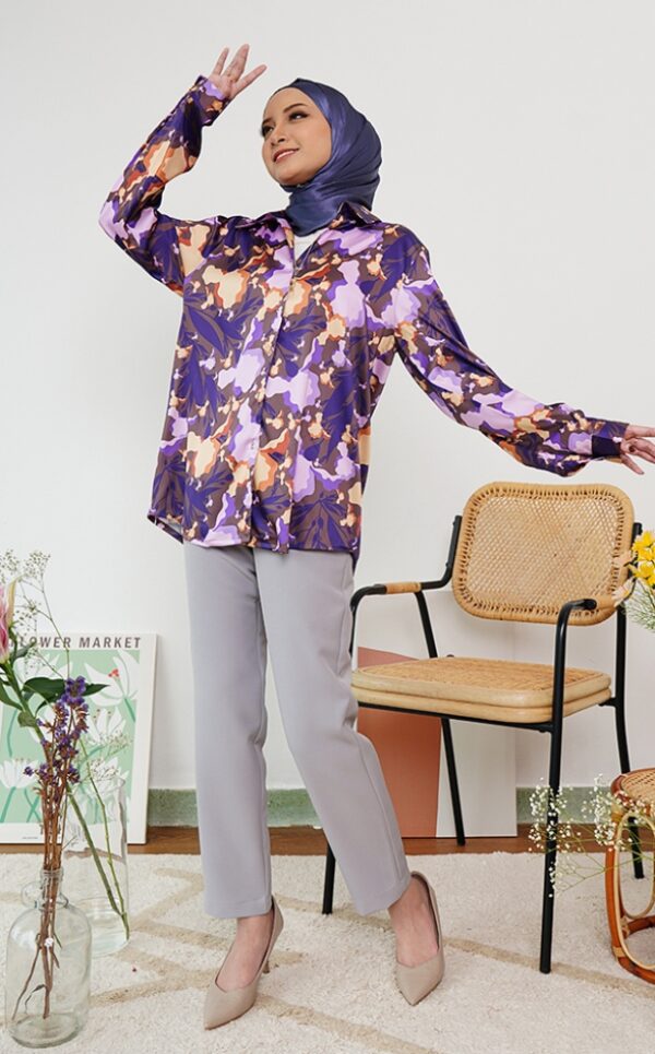 FLORAL PRINTED SHIRT (PURPLE)