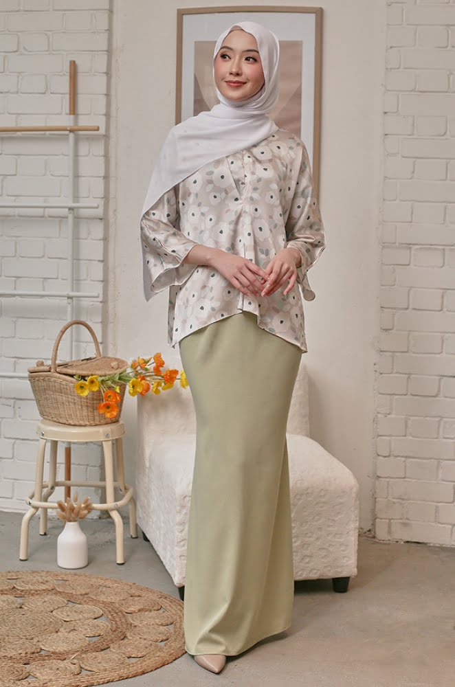 POPPY FLORAL KURUNG (SEA SALT)