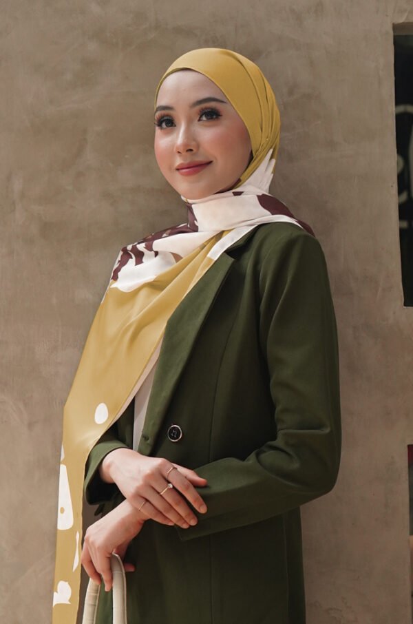 GAMBAR 4 GHANIA PRINTED SHAWL (BROWN MUSTARD)