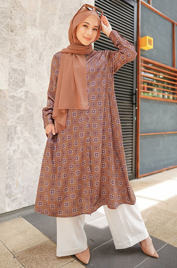 KAIA TUNIC DRESS ( RUSSET BROWN)