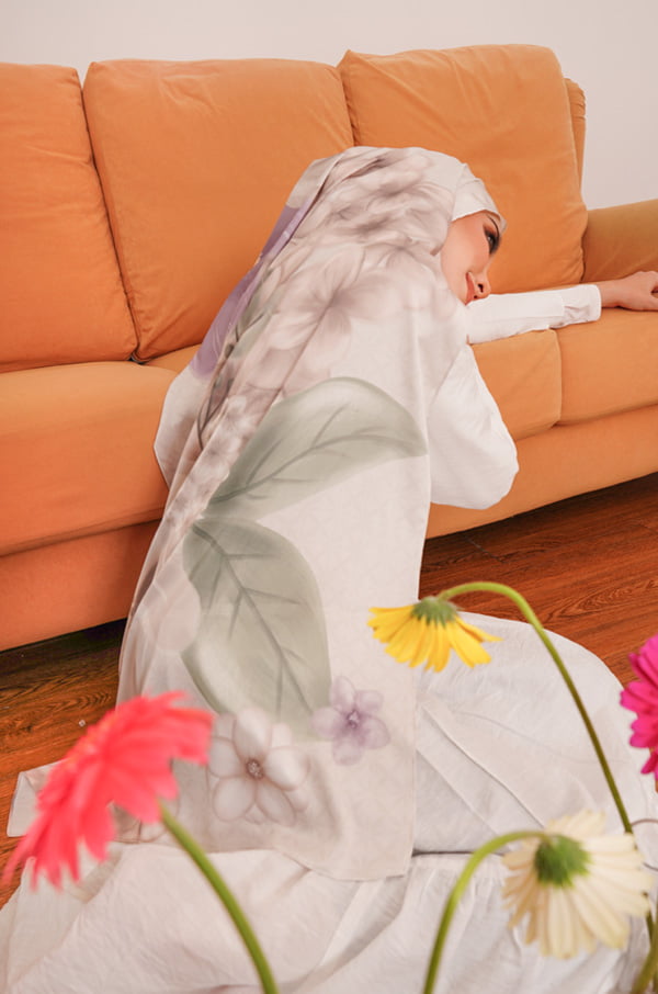 GEISHA PRINTED SHAWL (LIGHT PURPLE)